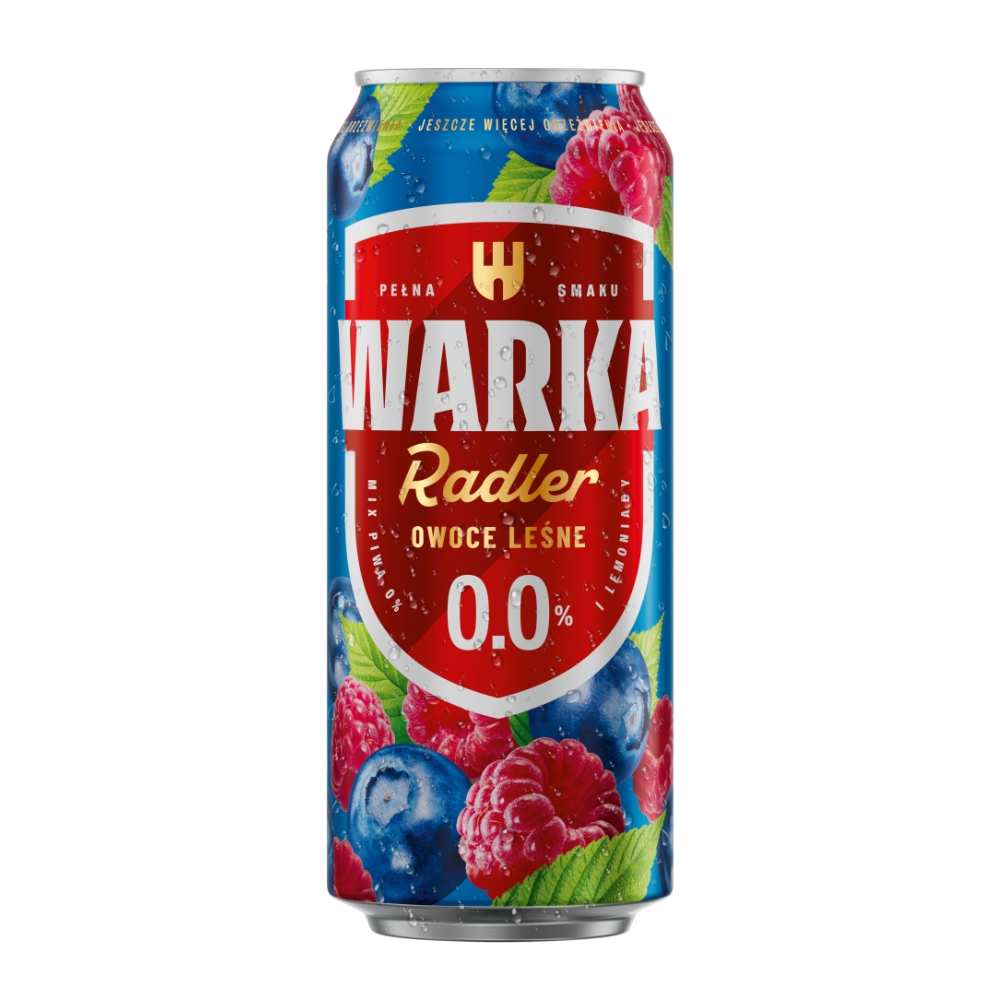 Piwo Warka Radler Owoce leśne Bezalkoholowe 0% 500 ml puszka DRS