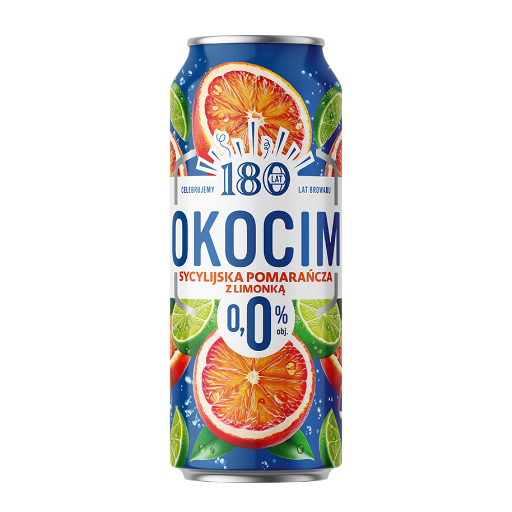 Piwo Okocim Sycylijska Pomarańcza z Limonką 0% 500 ml Puszka DRS