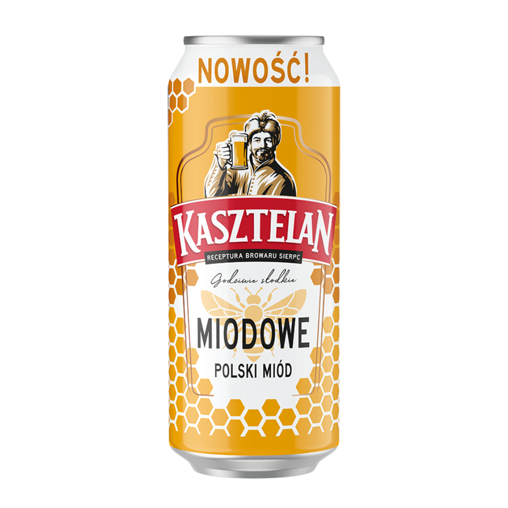Piwo Kasztelan Miodowe 4,8% 500 ml puszka DRS