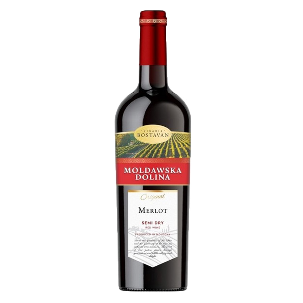Wino Mołdawska Dolina Merlot 13% czerwone półwytrawne 750 ml