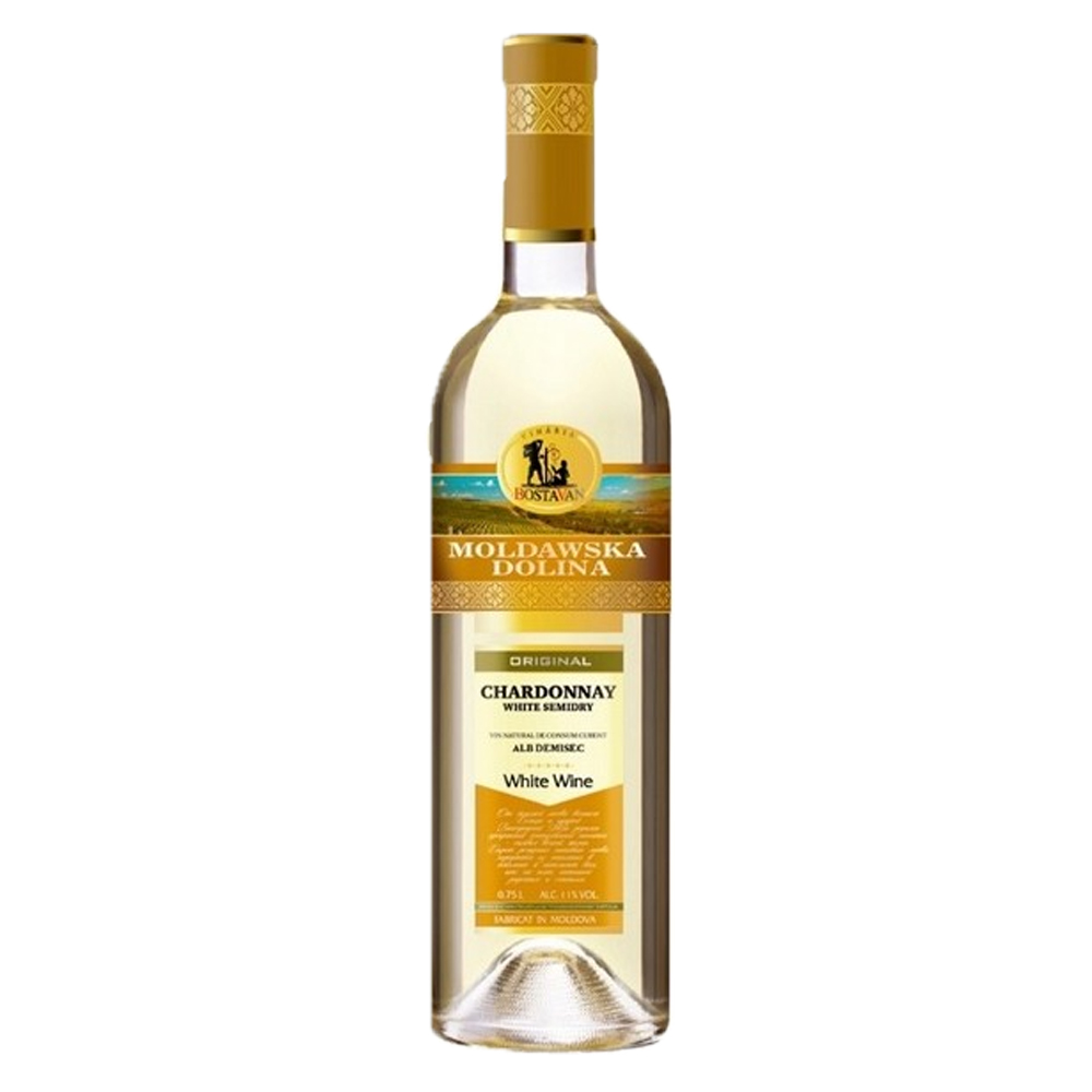 Wino Mołdawska Dolina Chardonnay 12,5% białe półwytrawne 750 ml