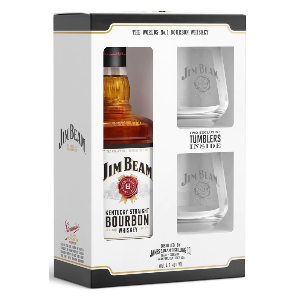 Whisky Jim Beam White Bourbon 40% 700 ml + 2 szklanki