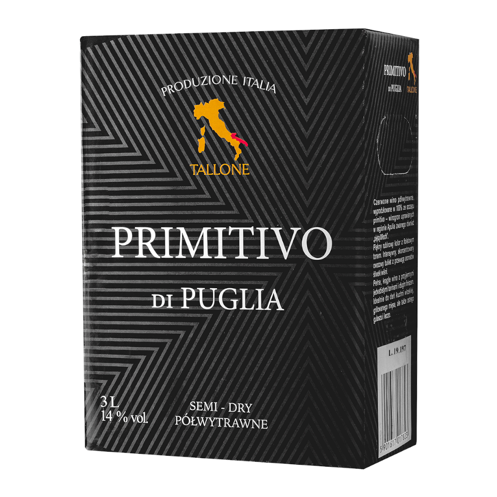Wino Vionelli Primitivo di Puglia 14,5% czerwone półwytrawne 3000 ml
