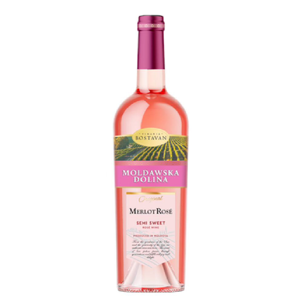 Wino Mołdawska Dolina Merlot Rose 12,5% różowe półsłodkie 750 ml