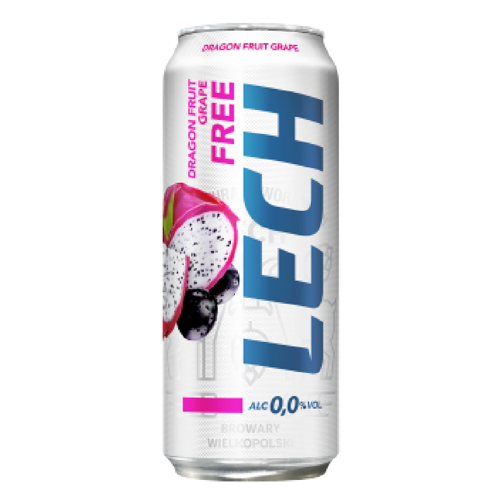 Piwo Lech Free Smoczy Owoc i Winogrono 0% 500 ml Puszka