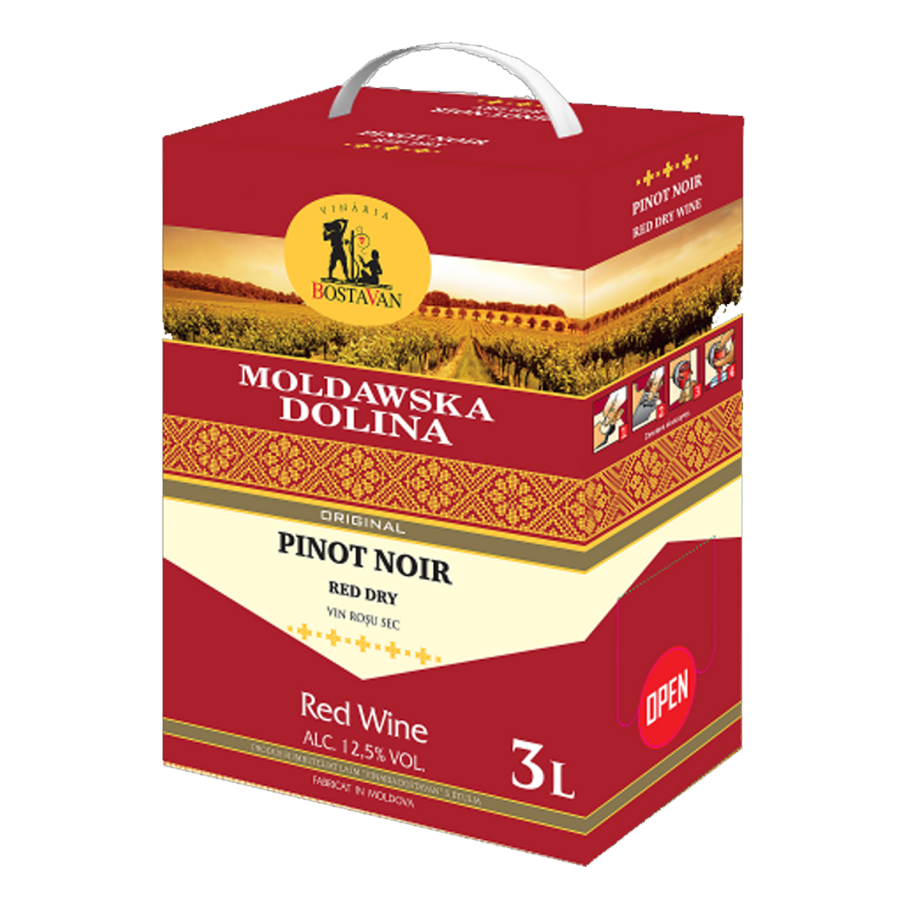 Wino Mołdawska Dolina Bag In Box Pinot Noir 12,5% czerwone wytrawne 3000 ml