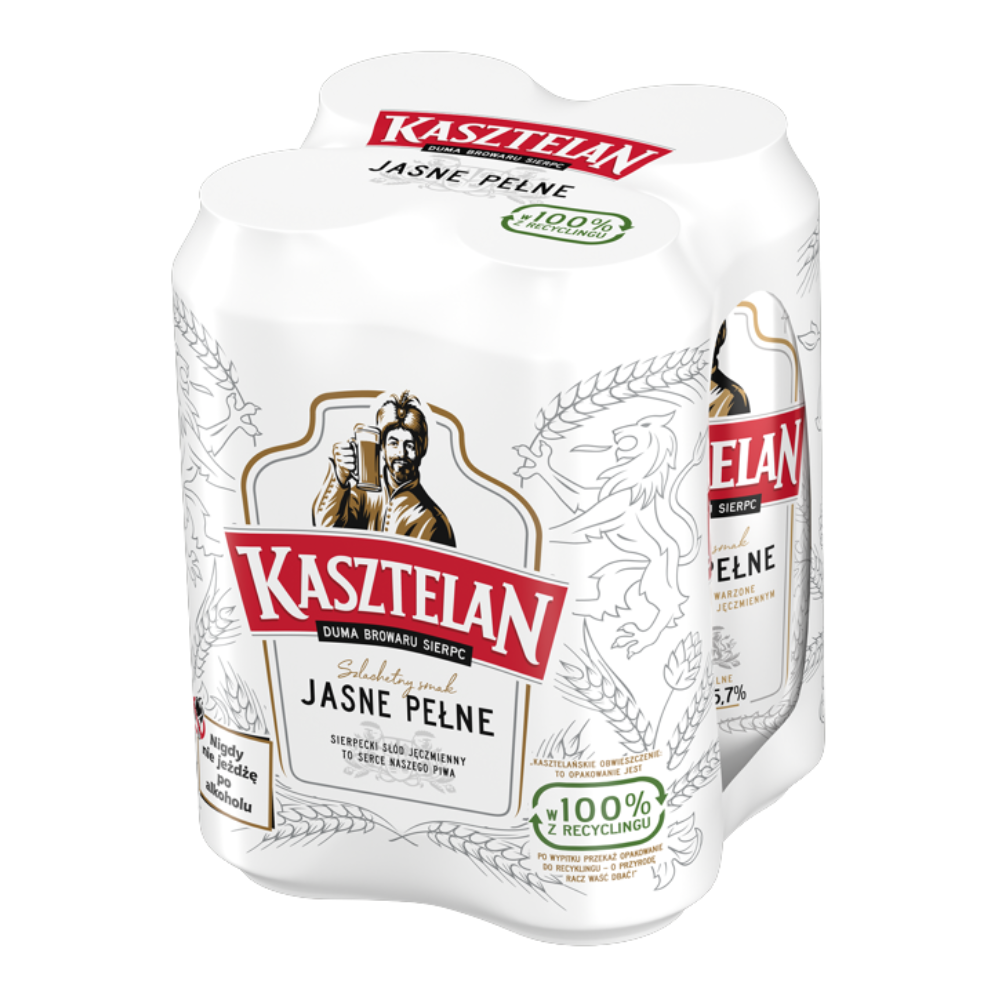 Piwo Kasztelan Jasne Pełne 5,6% 500 ml 4-pak Puszka