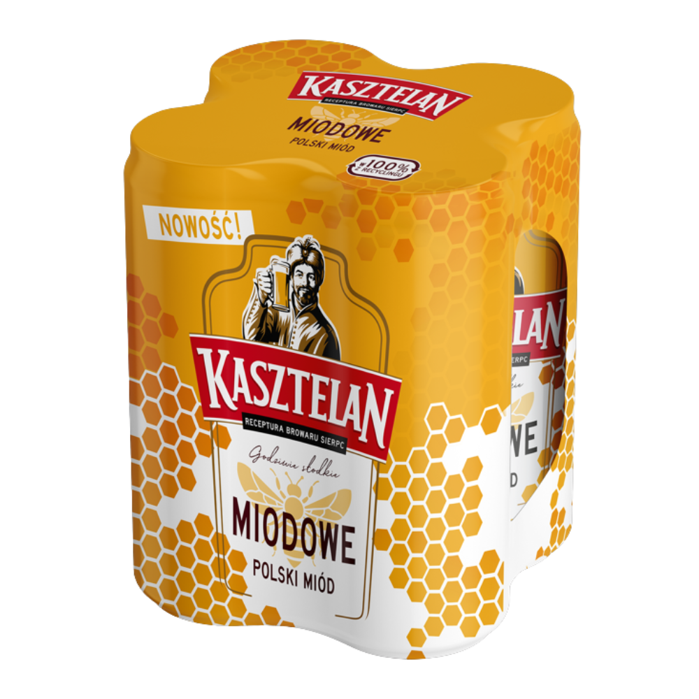 Piwo Kasztelan Miodowe 4,8% 500 ml 4-pak puszka