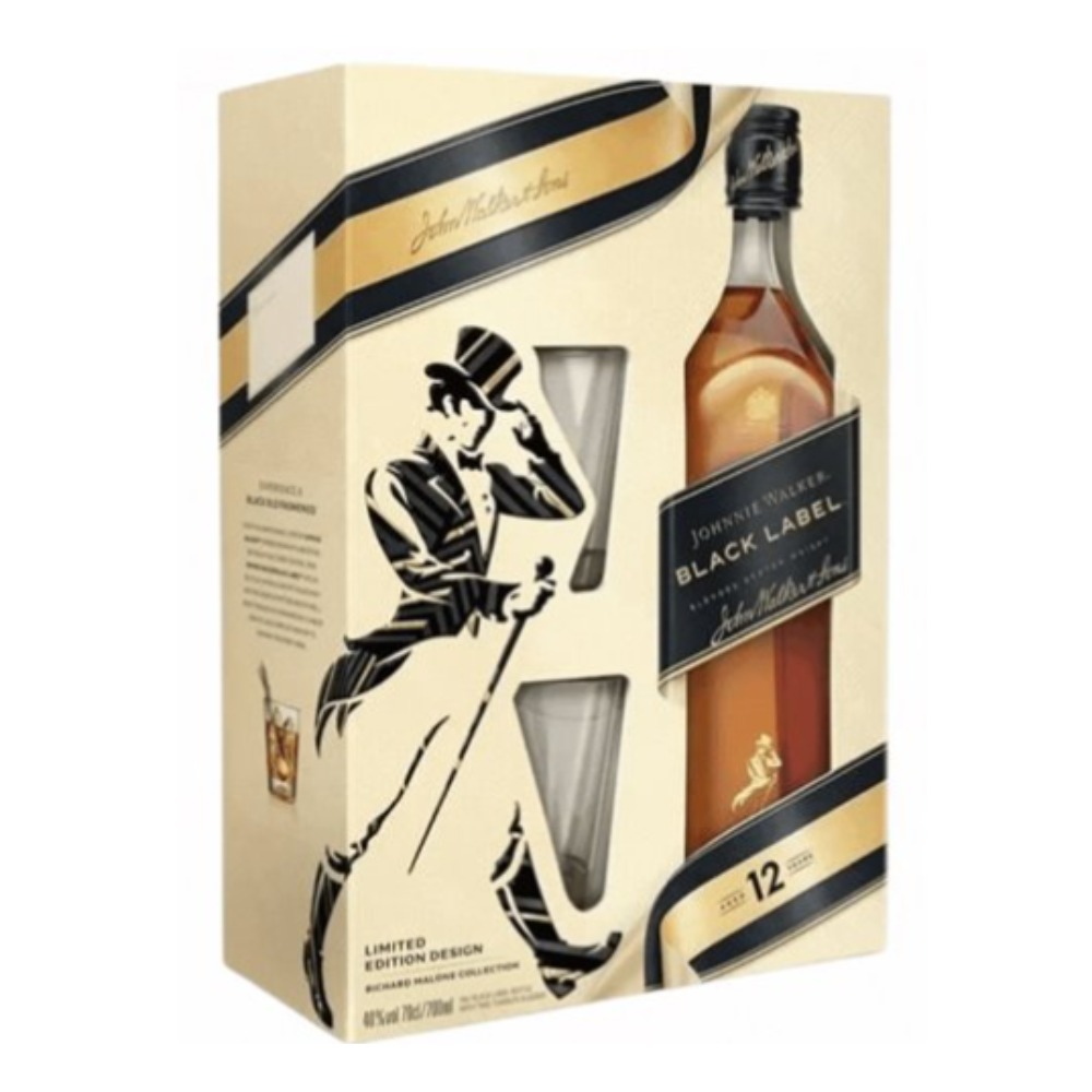 Whisky Johnnie Walker Black Label 40% 700 ml + 2 szklanki