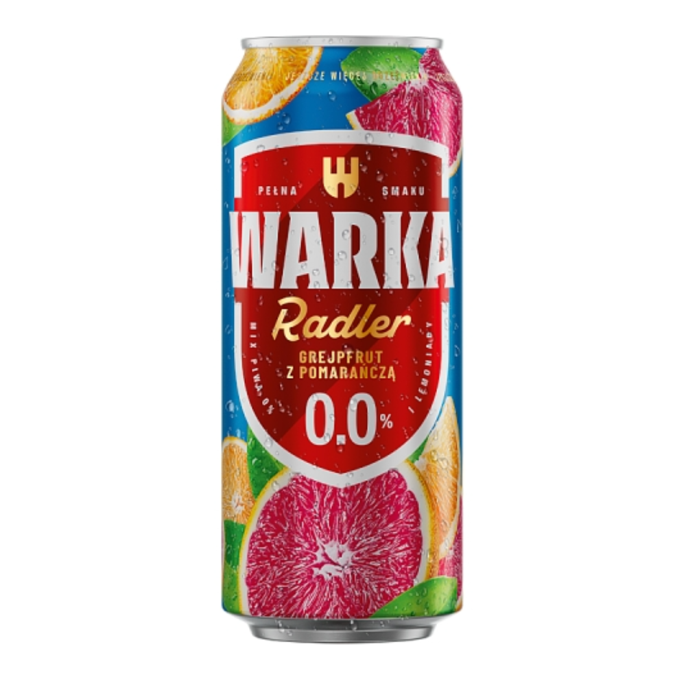 Piwo Warka Radler Grapefruit z Pomarańczą Bezalkoholowe 0% 500 ml puszka