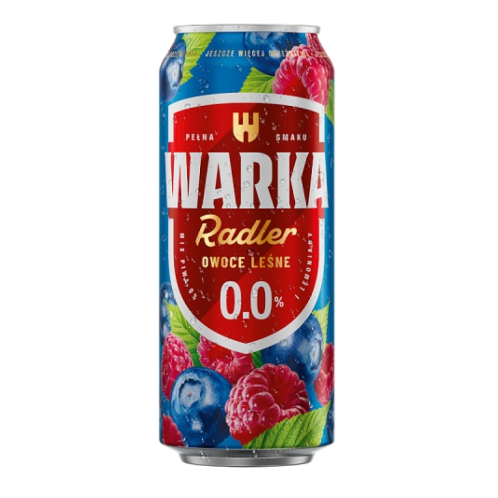 Piwo Warka Radler Owoce leśne Bezalkoholowe 0% 500 ml puszka