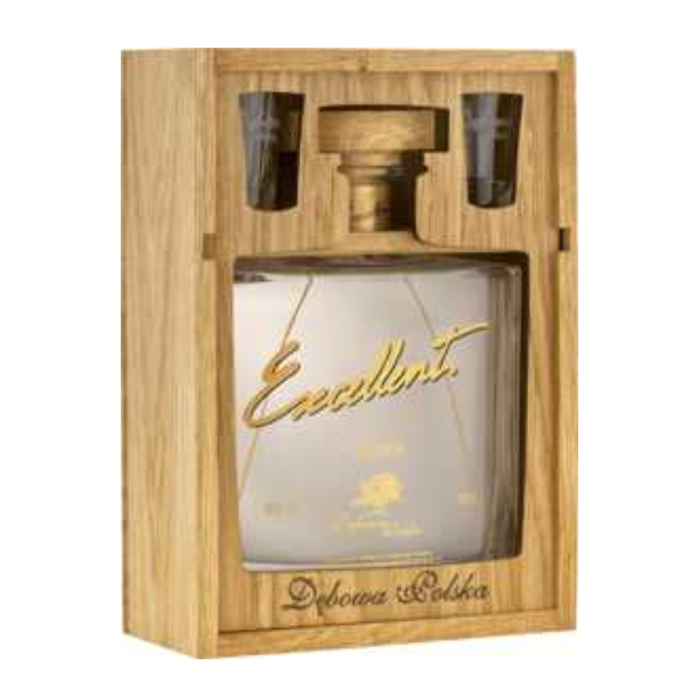 Wódka Dębowa Excellent Skrzynka 40% 700 ml + 2 kieliszki
